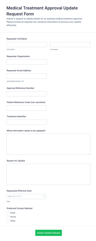 Medical Treatment Approval Update Request Form Template