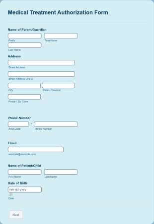 Medical Treatment Authorization Form Template