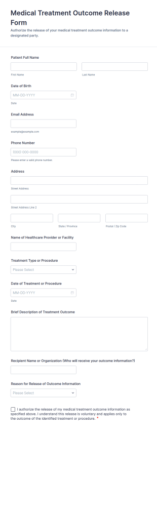 Medical Treatment Outcome Release Form Template