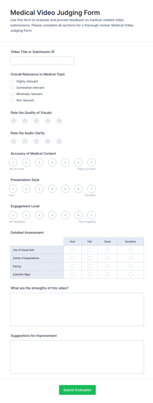 Medical Video Judging Form Template