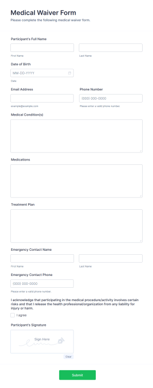 Medical Waiver Form Template