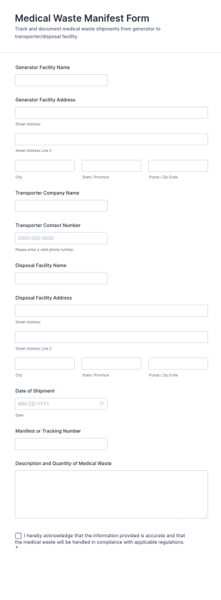 Medical Waste Manifest Form Template