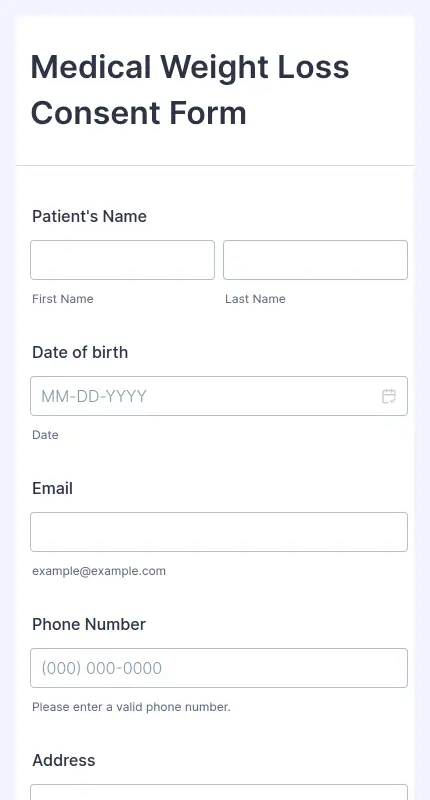 semaglutide consent form for weight loss pdf Medical Weight Loss Consent Form Template