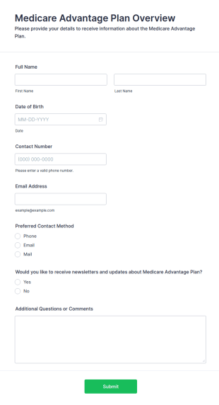 Medicare Advantage Plan Overview Form Template