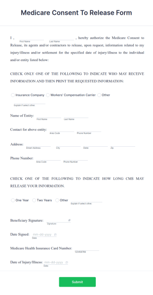 Medicare Consent Release Form Template