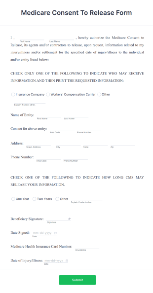 Medicare Consent Release Form Template