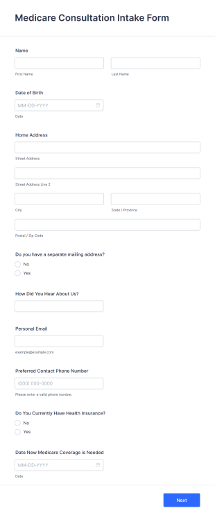 Medicare Consultation Intake Form Template