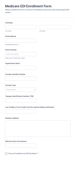 Medicare EDI Enrollment Form Template