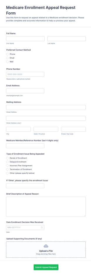 Medicare Enrollment Appeal Request Form Template