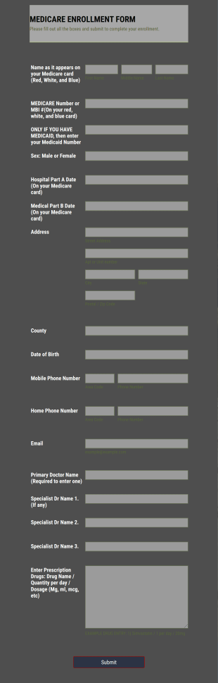 Medicare Enrollment Form Template