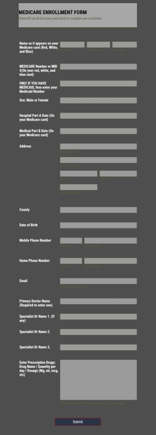 Medicare Enrollment Form Template