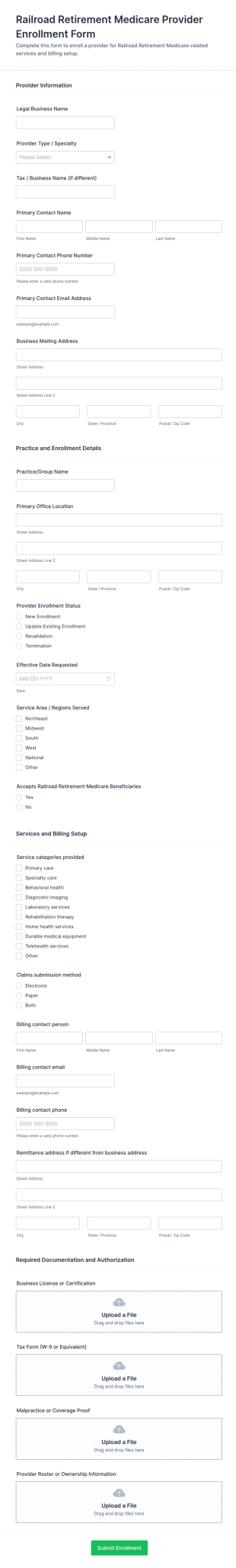 Medicare Provider Enrollment Form Template