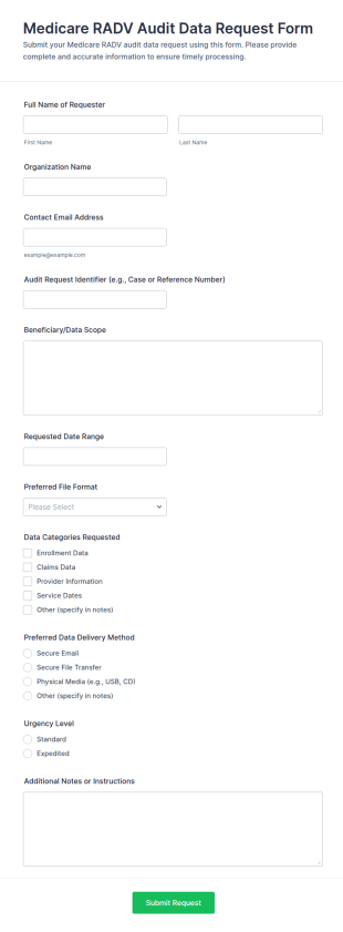 Medicare RADV Audit Data Request Form Template