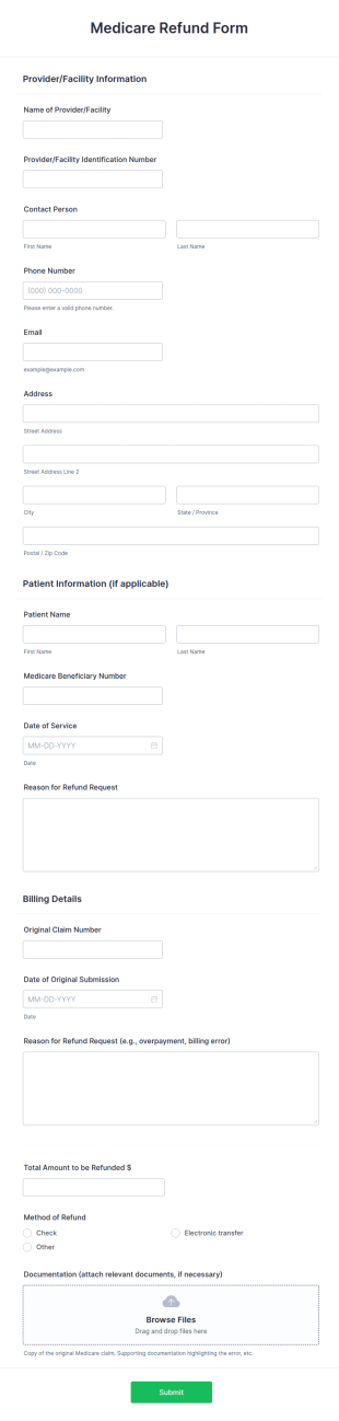 Medicare Refund Form Template