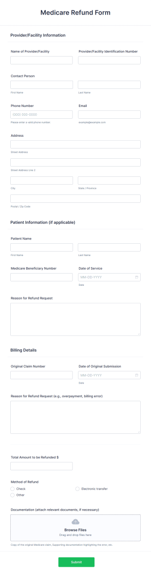 Medicare Refund Form Template