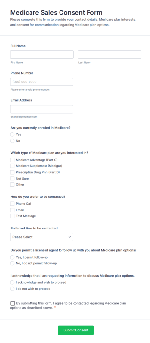 Medicare Sales Consent Form Template