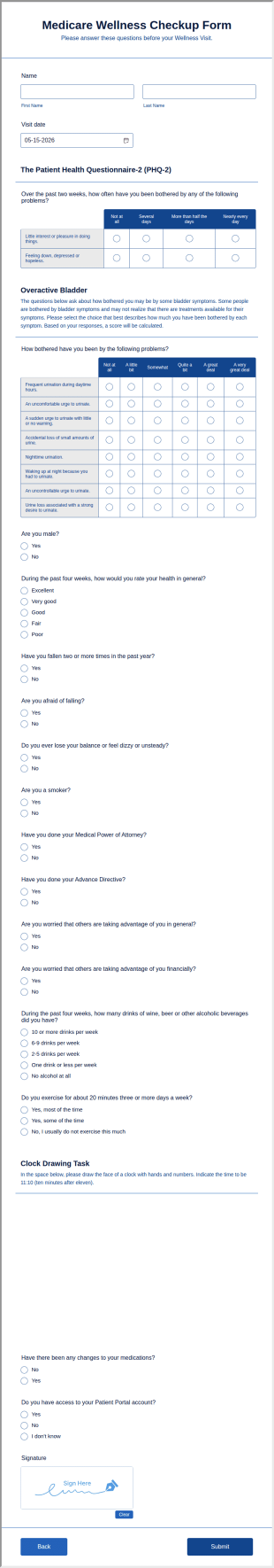 Medicare Wellness Checkup Form Template