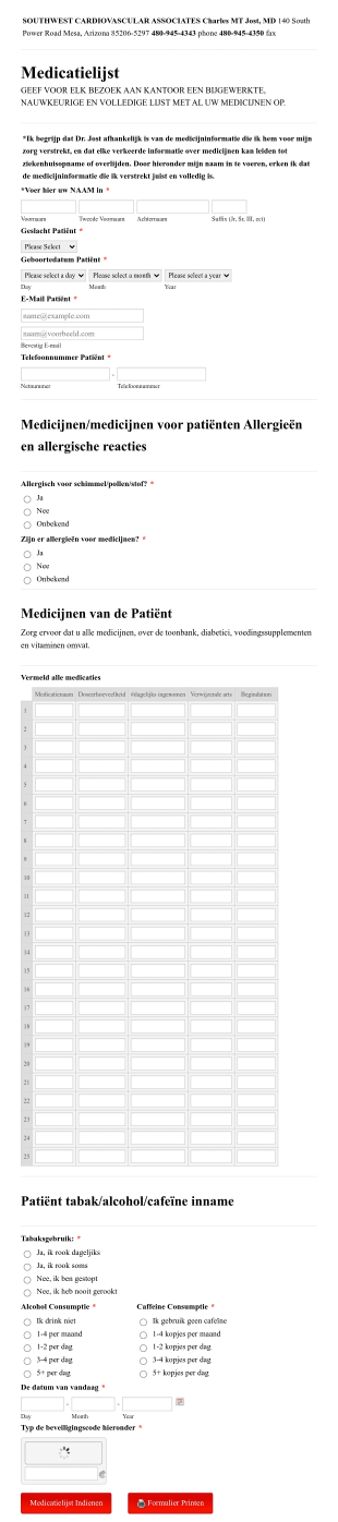 Medicatielijst Form Template