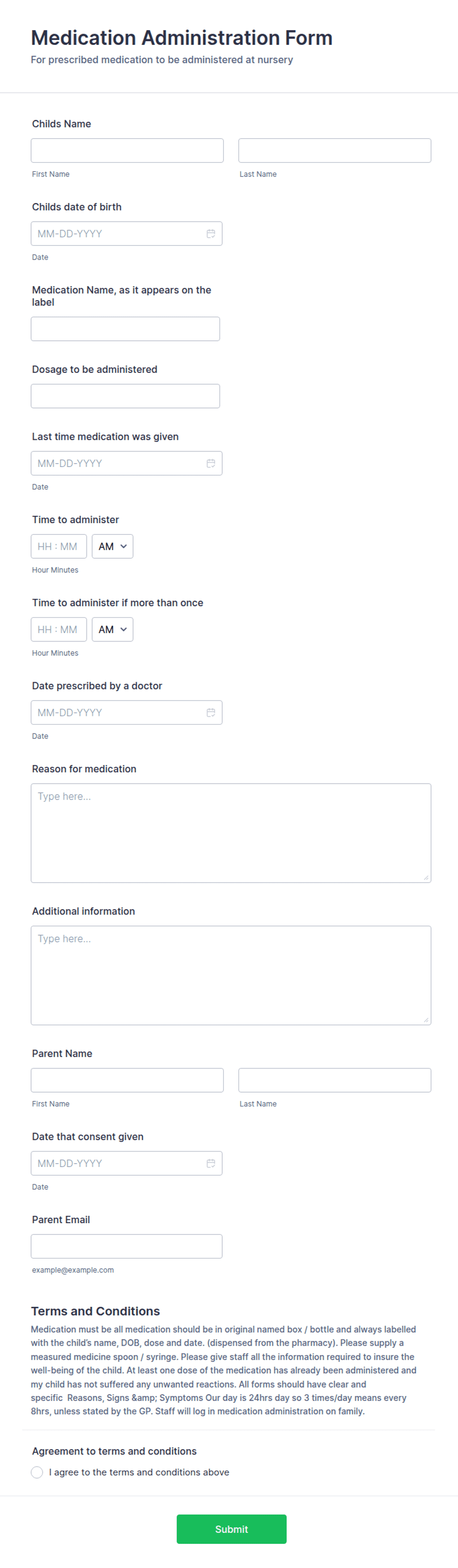 Medication Collection Form Medication Administration Form Template | Jotform