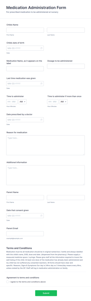 Medication Administration Form Template