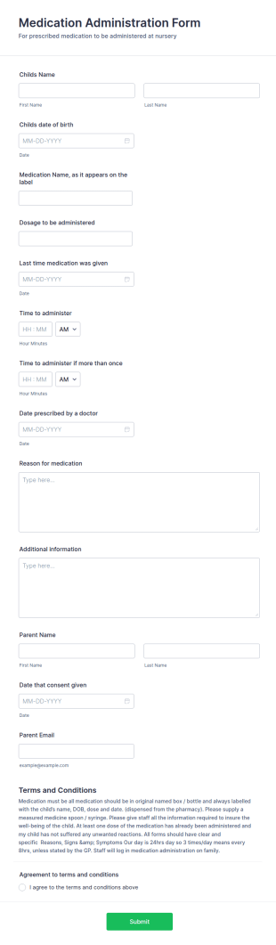 Medication Administration Form Template