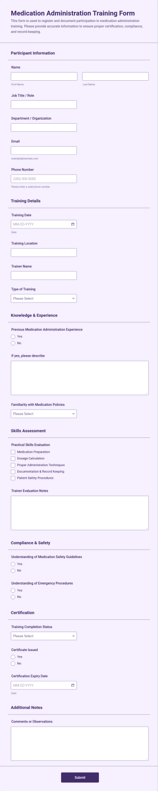 Medication Administration Training Form Template