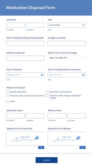 Medication Disposal Form Template