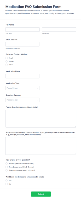 Medication FAQ Submission Form Template