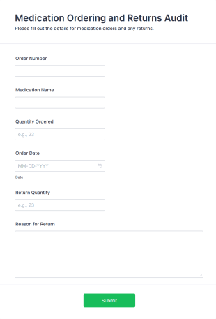 Medication Ordering And Returns Audit Form Template