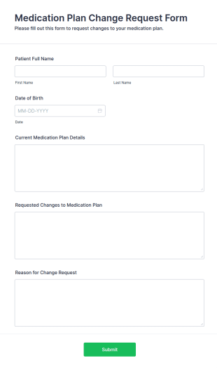Medication Plan Change Request Form Template