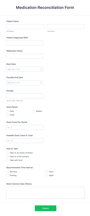 Medication Reconciliation Form Template