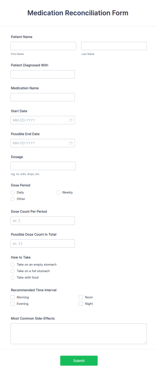 Medication Reconciliation Form Template