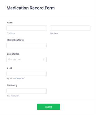 Medication Record Form Template