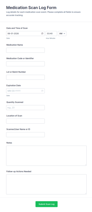 Medication Scan Log Form Template