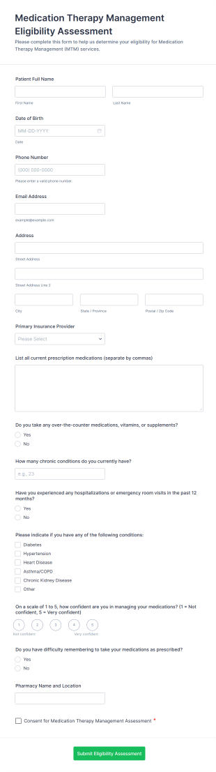 Medication Therapy Management Eligibility Assessment Form Template
