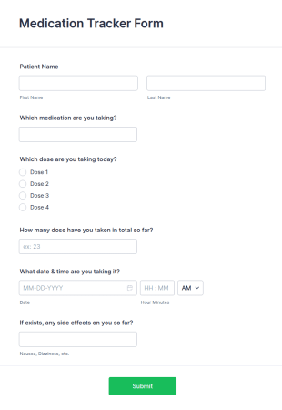 Medication Tracker Form Template
