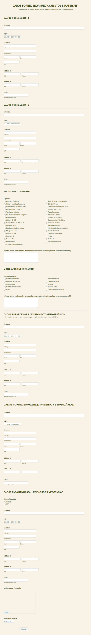 Medicine And Medical Supplies Order Form In Portuguese