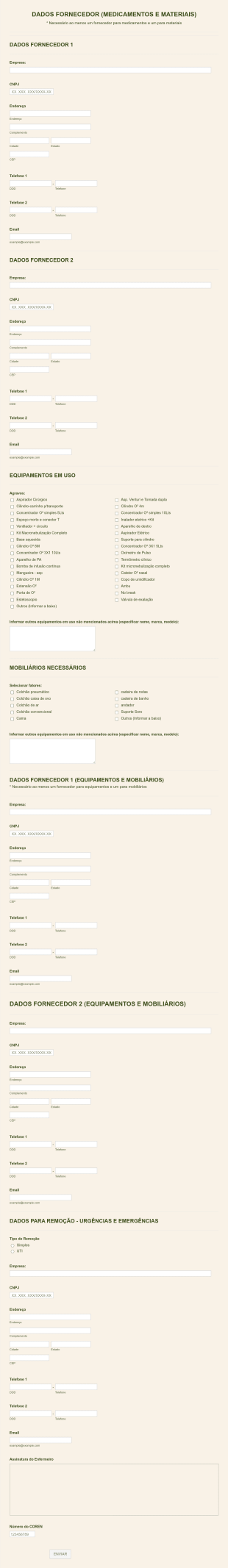 Medicine And Medical Supplies Order Form In Portuguese