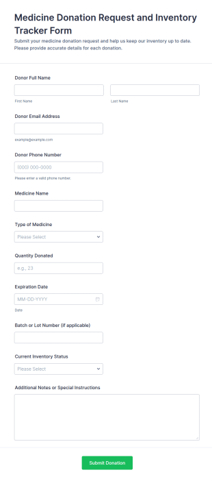 Medicine Donation Request And Inventory Tracker Form Template