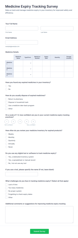 Medicine Expiry Tracking Survey Form Template