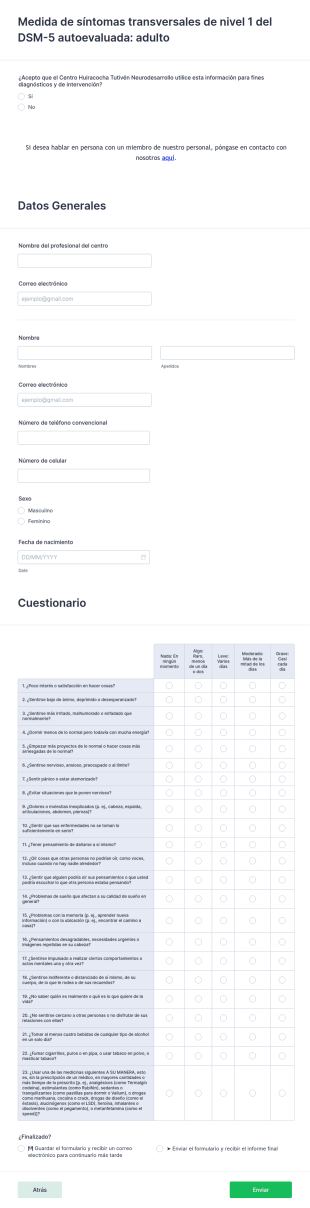 Medida De Síntomas Transversales De Nivel 1 Del DSM 5 Autoevaluada: Adulto