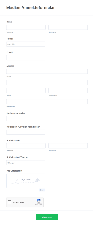 Medien Anmeldeformular