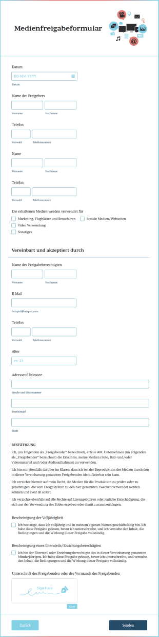 Medienfreigabeformular