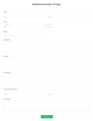 Medikamentenplan Vorlage Form Template