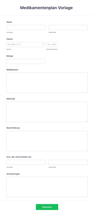Medikamentenplan Vorlage