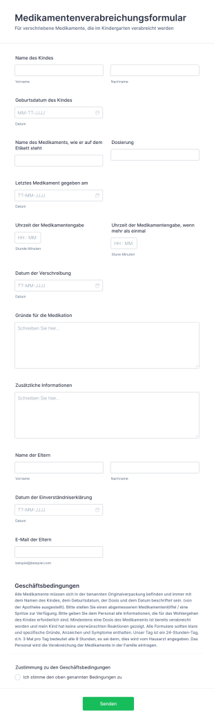 Medikamentenverabreichungsformular Form Template