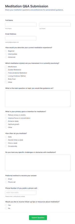 Meditation Q&A Submission Form Template