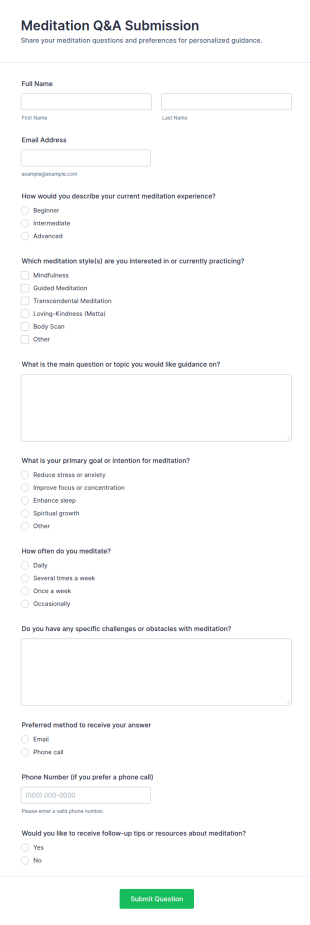Meditation Q&A Submission Form Template
