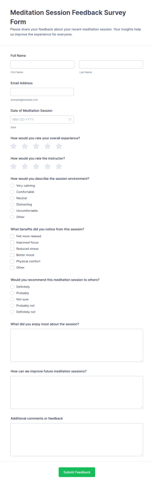 Meditation Session Feedback Form Template