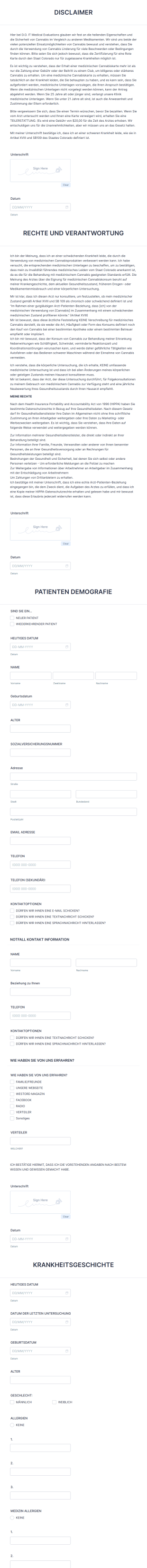 Medizin Einwilligungsformular Form Template
